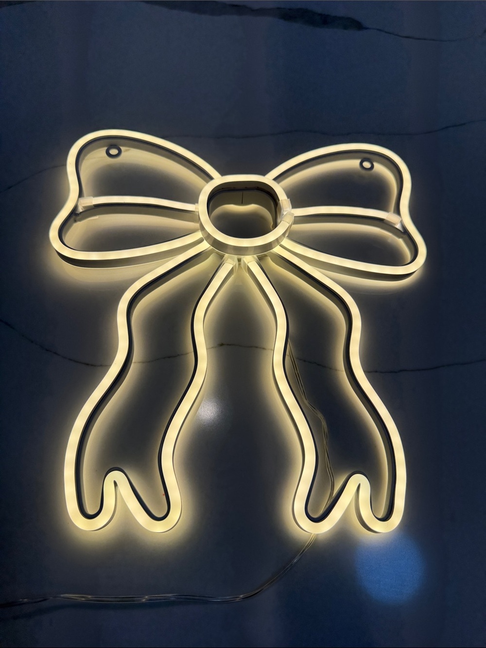 NEW LoveShackFancy Pottery Barn Teen mini LED Bow neon Light - White